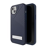 ZAGG Denali Snap iPhone 15 Plus/ 14 Plus Case with Kickstand - Drop Protection (16ft/5m), Dual Layer Textured Cell Phone Case, No-Slip Design, MagSafe Phone Case, Navy Blue