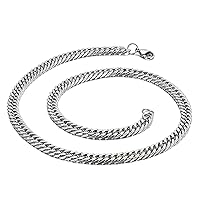 45-70CM Curb Chain Necklace, 5/6/7/MM Necklace for Men, Silver Stainless Steel Chain for Uncle