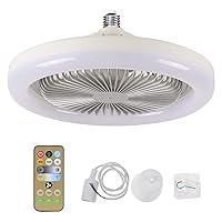 Intelligent Ceiling Fan Electric Fan with Remote Control B22 to E27 Adapter/E27 Cable Flush Mount for Room Nursery Offic LED Light B22 to E27 Converter Adaptor Modern Mount Ceiling