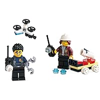 LEGO City Minifigure Combo - Police Chief with Drone and Firefighter with Mini Fire Truck
