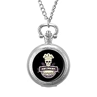Culinary Gangster Fashion Quartz Pocket Watch White Dial Arabic Numerals Scale Watch with Chain for Unisex