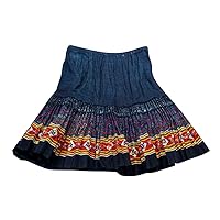 100% Hand Woven Embroidered Plaid Pleated Skirt One of A Kind Boho Women Vintage Dress #232 Multicolor