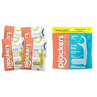 Plackers Kids Dual Gripz Floss Picks with Double Grip Handle, Wild Berry Flavor & Twin-Line Dental Flossers, Cool Mint Flavor, Dual Action Flossing System, Easy Storage