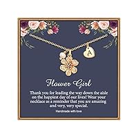 Flower Girl Gifts, 14K Gold Plated Heart Initial Necklace Flower Girl Proposal Dainty Flower Girl Letter Necklace Wedding Gifts for Girls