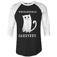 Threadrock Purranormal Cativity Ghost Cat Unisex Raglan T-Shirt