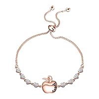 TGBJE Teacher Gift Teach Love Inspire Bracelet Apple Bracelet Teacher Appreciation Gift Jewelry End of School Year Gift.