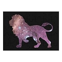 Galaxy Lion Silhouette Wooden Puzzles Adult Educational Picture Puzzle Creative Gifts Home Decoration