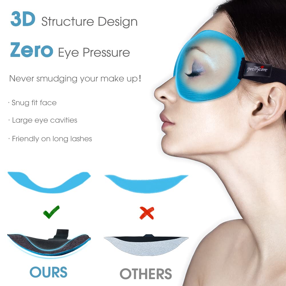 PrettyCare 3D Sleep Mask 2 Pack,Eye Mask for Sleeping 3D Contoured Sleeping Mask Blackout Out Light - Blindfold Airplane with Ear Plugs, Night Masks with Travel Bag (A-Black&Blue)