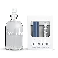 Uberlube Home and Travel Bundle - Navy Travel Lube Kit + 112ml Bottle Silicone Lube, Unscented, Flavorless, Works Underwater - 112ml + Navy Kit