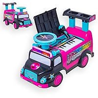 WADDLE Toddler Ride On Toy - Push Car, Interactive Musical Toys for Toddlers 1-3 with Microphone, Keyboard & Drumsticks, Toddler Activities, Foot to Floor, Durable Baby Car, Easy Assembly, Baby Toy