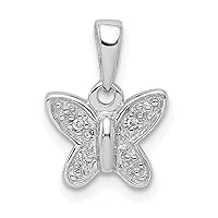 925 Sterling Silver Polished Rhodium Plated Diamond Butterfly Angel Wings Pendant Necklace Measures 14x10mm Wide Jewelry for Women