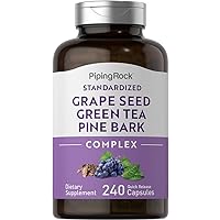 Piping Rock Grape Seed Extract, Green Tea & Pine Bark Complex | 240 Capsules | Non-GMO, Gluten Free