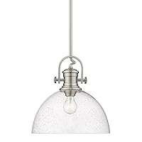 Golden Lighting 3118-L PW-SD Hines Pendant, Pewter with Seeded Glass