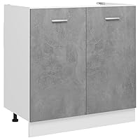 vidaXL Sink Bottom Cabinet Home Kitchen Equipment Indoor Furniture Appliance Storage Shelf Organiser Modern Cupboard Concrete Grey Engineered Wood
