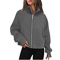 Womens Sweatshirts Half Zip Cropped Pullover Fleece Quarter Zipper Hoodies Zip Up Sweaters Fall Outfits 2023 Clothes