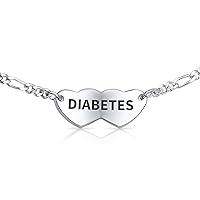 Blank Dainty Connected Oval or Double Heart Shape Medical Identification Engravable Medical ID Bracelet For Teens His or Hers Son & Daughter .925 Sterling Silver Small Wrist 6-7 Inch