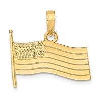 10 kt Yellow Gold American Flag Charm 14 x 19 mm