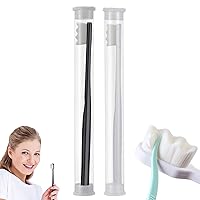 LONGLUAN Nordic-Inspired Premium Nano Toothbrush, Extra Soft Toothbrush with 20000 Soft Bristles, Ultra-fine Soft Toothbrush for Sensitive Gums and Teeth (Black+White - Wave Bristle)