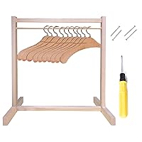 Doll Garment Rack with Doll Hangers 16Pcs/Set 11.8in Wooden Doll Clothes Storage Simulation Miniature Dollhouse Furniture Dollhouse Accessories