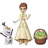 Disney Frozen Anna & Olaf Small Dolls with Basket Accessory, Inspired by The Frozen 2 Movie