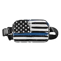 Blue Lines American Flag Fanny Pack for Women Men Belt Bag Crossbody Waist Pouch Waterproof Everywhere Purse Fashion Sling Bag for Running Hiking Workout Travel