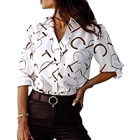 Blouses Women Casual Long Sleeve Print Shirts Office Elegant Button and Blouse Autumn Winter Slim Pocket Top