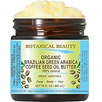 Organic BRAZILIAN GREEN ARABICA COFFEE SEED OIL BUTTER 100% Natural VIRGIN UNREFINED RAW 16 Fl oz - 480 ml. for FACE, SKIN, BODY, HAIR, NAILS by Botanical Beauty