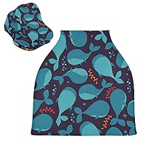 Whales Cute Animal Baby Car Seat Covers - Breastfeeding Nursing Cover Infant Car Seat Cover, Multi-use Carseat Canopy, for Baby Boys and Baby Girls Shower Gift