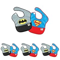 Bumkins DC Comics SuperBib, Baby Bib, Waterproof, Washable, Stain & Odor Resistant, 6-24 Months (Pack of 8) - Batman/Superman, Batman and Superman
