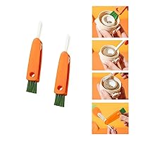 3 in 1 Multifunctional Mini Cleaning Brush, Suitable for Kitchen Water Bottle Cover Feeding Nozzle Glass Cup Crevice Orange, 5.1*0.9in
