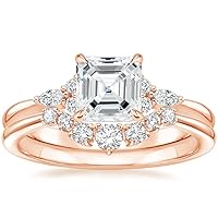 Moissanite Wedding Rings Bridal Sets, 4 CT Colorless VVS1 Asscher Cut 925 Sterling Silver Engagement Rings Wedding Band for Women
