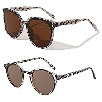 TIJN Polarized Sunglasses Bundle of Cateye Marble and Round Leopard