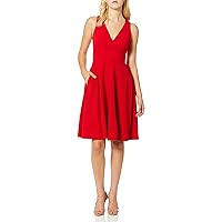 Dress the Population Women's Catalina Solid Sleeveless Fit & Flare Midi Dress