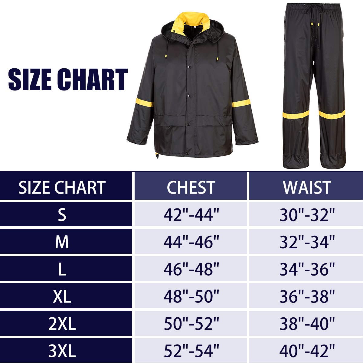 Classic Rain Suits for Men Breathable Rain Gear for Waterproof work, Hooded Coats Jacket and Pants