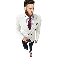 UMISS Men's 2 Pieces Suit Double Breasted Party Jacket Pants Set