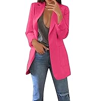 Blazers for Women Fashion Dressy Open Front Long Sleeve Work Blazer Business Casual Cotton Work Office Blazer