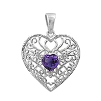 Multi Choice Your Gemstone Celtic Knot Love Heart Solid 925 Sterling Silver 5 MM Pendant