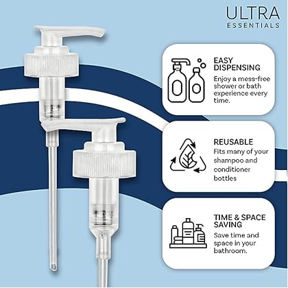 Dispenser Pumps Compatible with Olaplex No. 4 Shampoo and No. 5 Conditioner 8.5 oz, 250 ml Size Bottles, NOT FOR Liters (1000ml/33.81oz) Two White Pumps Only by Ultra Beauty Essentials (No. 4 & No. 5)