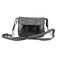 Leather Cross Over Body bag with studded leather flap closure
