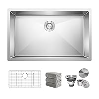 kitchen Sinks 30x18 inch Undermount kitchen sink stainless steel sink 16 Gauge Single Bowl kitchen sinks Set (5 Item Bundle: Sink, Bottom Grid, Drain Assembly, Drain Cap, Kitchen Towel)