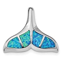 31.6mm 925 Sterling Silver Rhodium Plated Blue Inlay Simulated Opal Whale Tail Slide Jewelry for Women