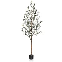 Artificial Olive Tree, 6FT Tall Fake Silk Plants with Natural Wood Trunk Faux Potted Tree for Home Decor Indoor Office Porch, Set of 1