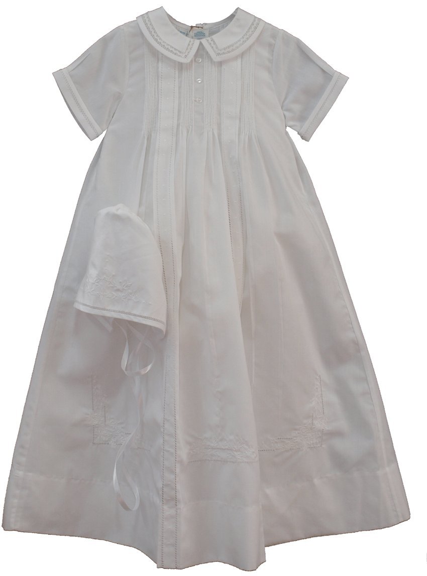 Feltman Brothers Infant Baby Boys White Embroidered Christening Gown Bonnet Set