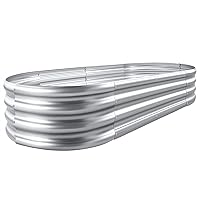 Land Guard Galvanized Raised Garden Bed Kit, Galvanized Planter Garden Boxes Outdoor, Oval Large Metal for Vegetables…………