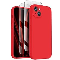 FireNova for iPhone 14 Case, Silicone Upgraded [Camera Protection] Phone Case with [2 Screen Protectors], Soft Anti-Scratch Microfiber Lining Inside, 6.1 inch, Red