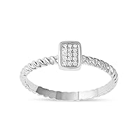 Sterling Silver 1/20 CT. TDW Diamond Rectangle Shape Cluster Promise Ring Love Gift for Women (I-J, I2)