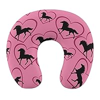 Galloping Horse Heart Neck Pillows for Sleeping Travel U Shape Memory Foam Pillows Neck and Head Support Portable Headrest