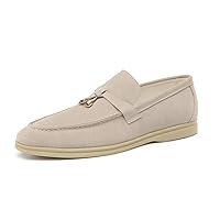 Men's Calf Leather Tassel Loafers, Gold-Tone Lock Decor, Moccasin Slip-On Driving Shoes