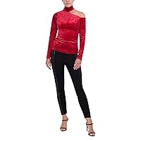 BCBGMAXAZRIA Women's Fitted Long Sleeve Top Turtleneck Cold Shoulder Cutout Shirt