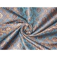 Silk Brocade Fabric Metallic Gold,Lavender & Blue 44
